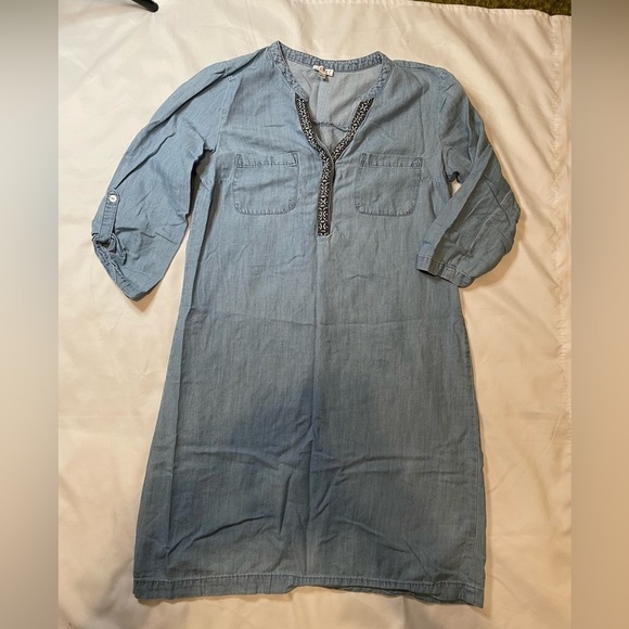 Spense size 8 quarter sleeve midi denim dress - Picture 1 of 6